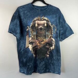 The Mountain Horus Soldier Blue Tye Dye Cotton T-Shirt SZ L Egyptian Pharaoh